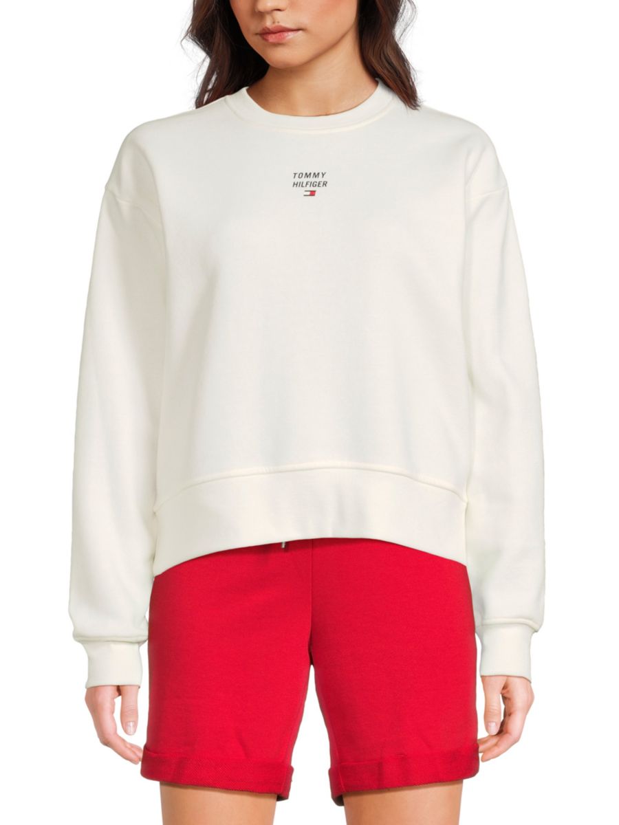 

Толстовка из хлопкового флиса с логотипом Tommy Hilfiger, цвет Eggshell