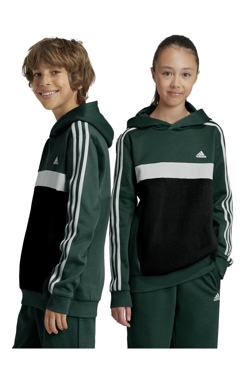 

Детская флисовая толстовка с капюшоном Tiberio с тремя полосками и цветными блоками Adidas, красный