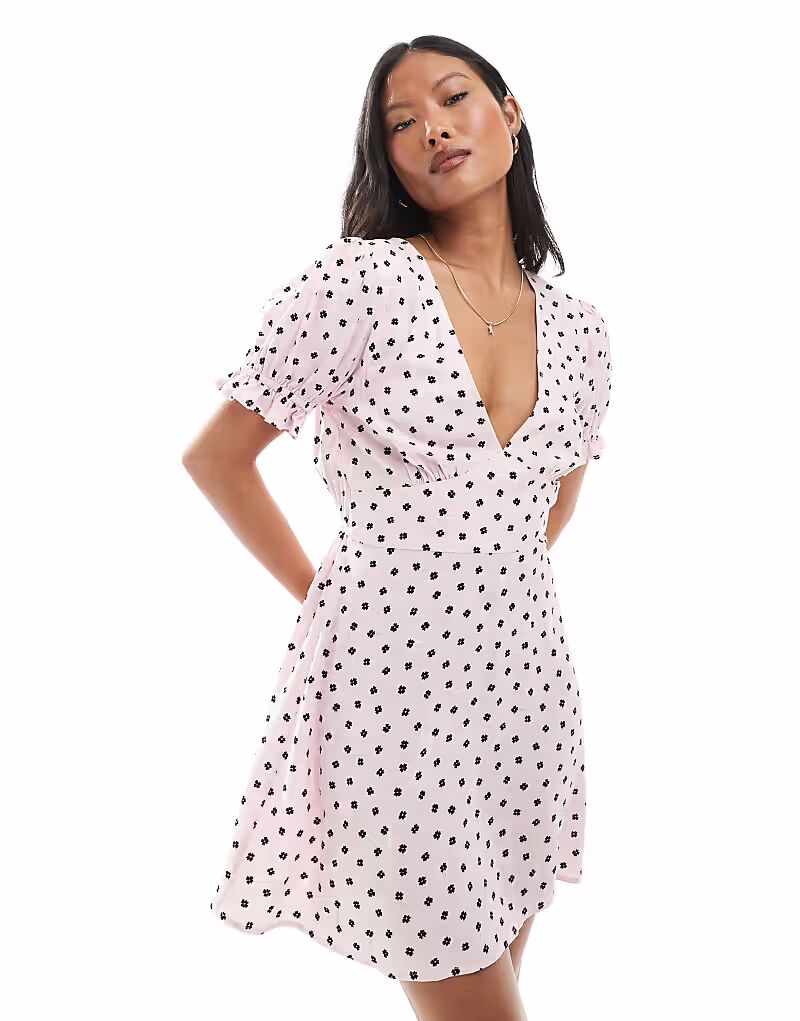 

Платье-мини Miss Selfridge Petite из пряжи с узором в розовый горошек