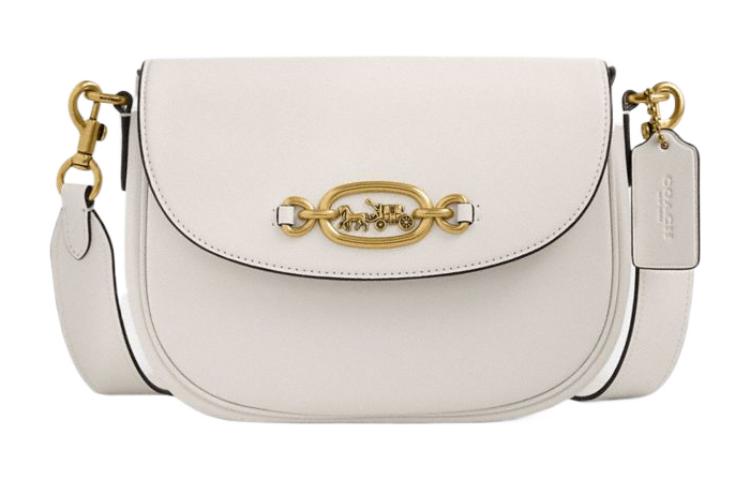 

COACH Кожаная седельная сумка Harley Glove через плечо маленькая женская белая