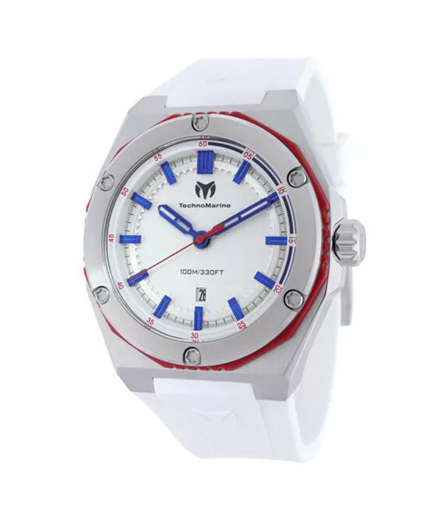 

Мужские кварцевые часы tm-416066 с тремя стрелками и серебристым циферблатом Technomarine, white