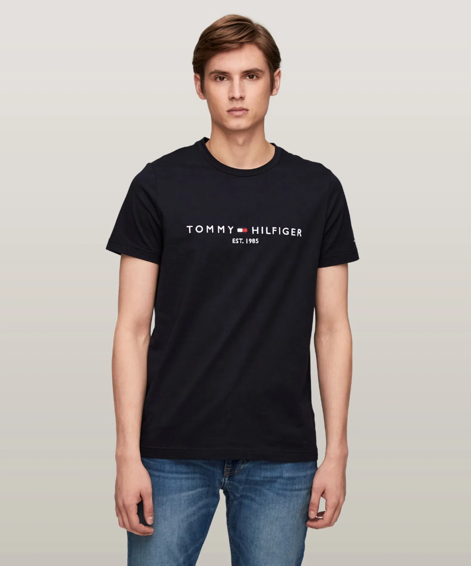 Унисекс футболка с логотипом TOMMY HILFIGER тёмно-синяя