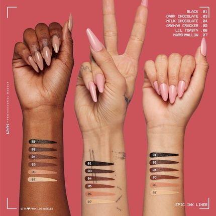 Профессиональная подводка для глаз Epic Ink Liner Brush Tip с жидким наконечником для макияжа до 24 NYX — фото 3