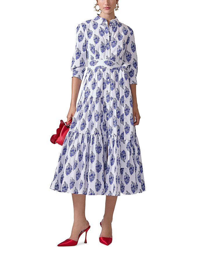 

Многослойное платье-рубашка миди Carolina Herrera, синий