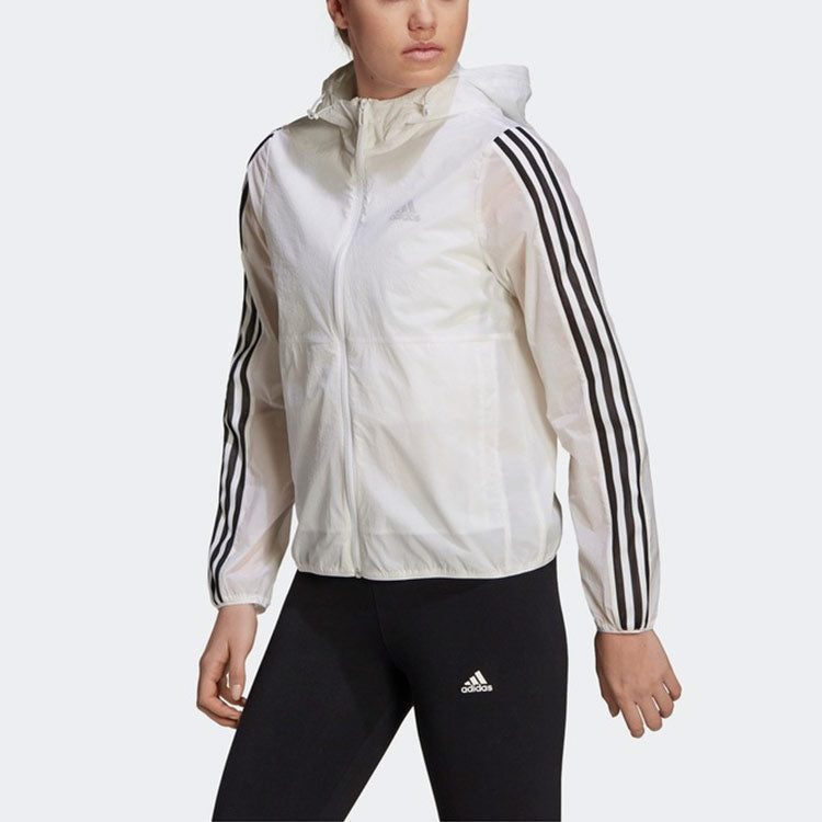 Куртка (WMNS) adidas W 3s Wb Sports Training Hooded Woven Jacket White GQ0594 — фото 2