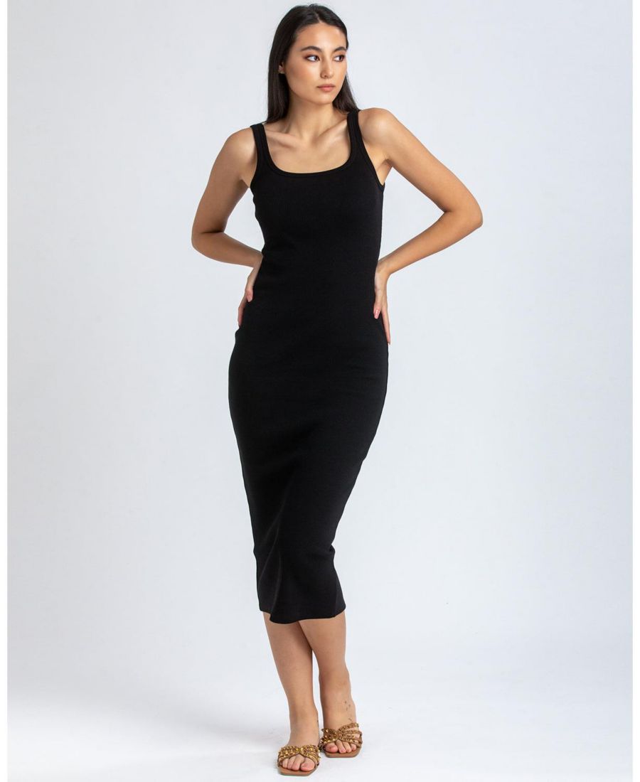 

Женское платье без рукавов с квадратным вырезом и суперэластичной тканью Belle PIETRO BRUNELLI MILANO, Black