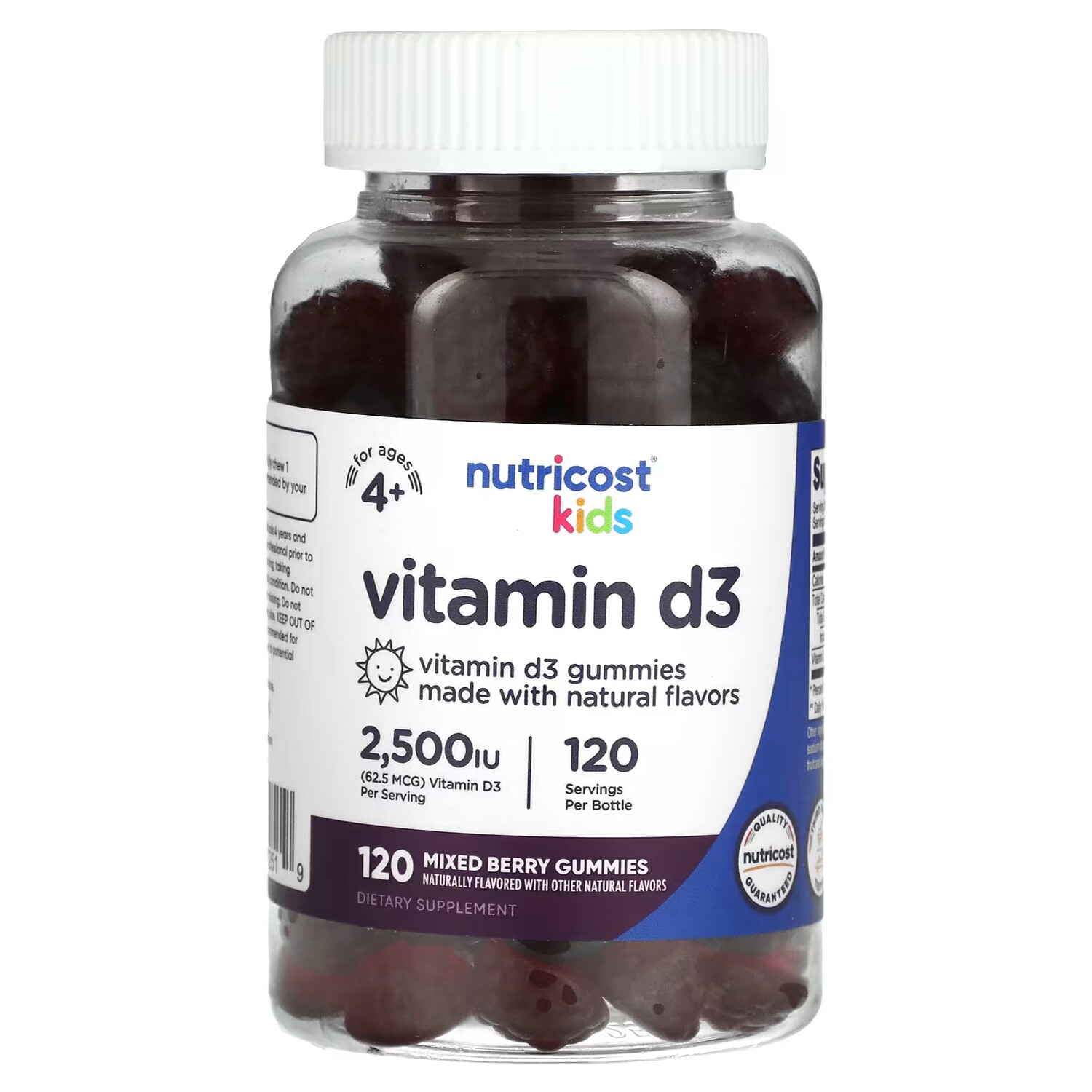 

Витамин D3 для детей от 4 лет Nutricost Kids ягодная смесь, 120 жевательных таблеток