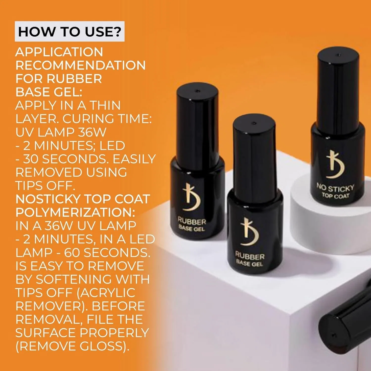 Набор гель-лаков «Rubber Base & No Wipe Top Coat» от K Professional K — фото 4