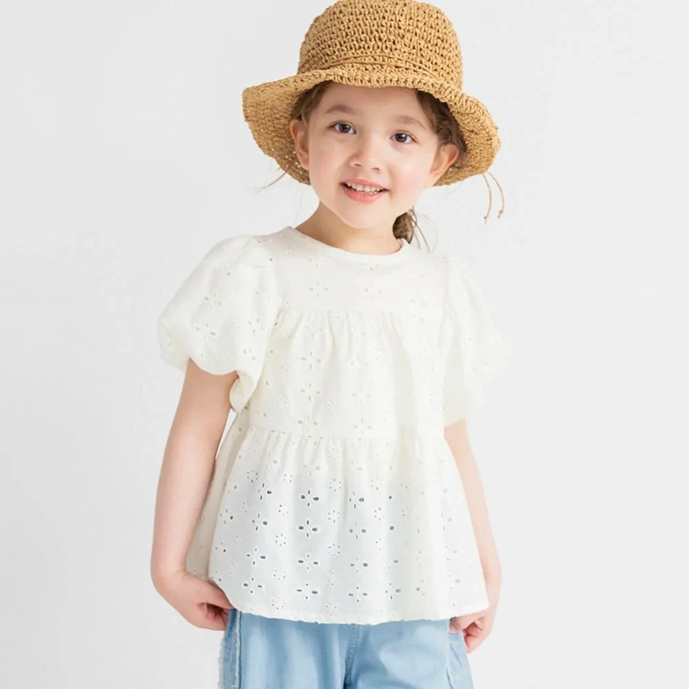 Многоярусная туника с кружевом и фестончатым краем Branshes, ivory