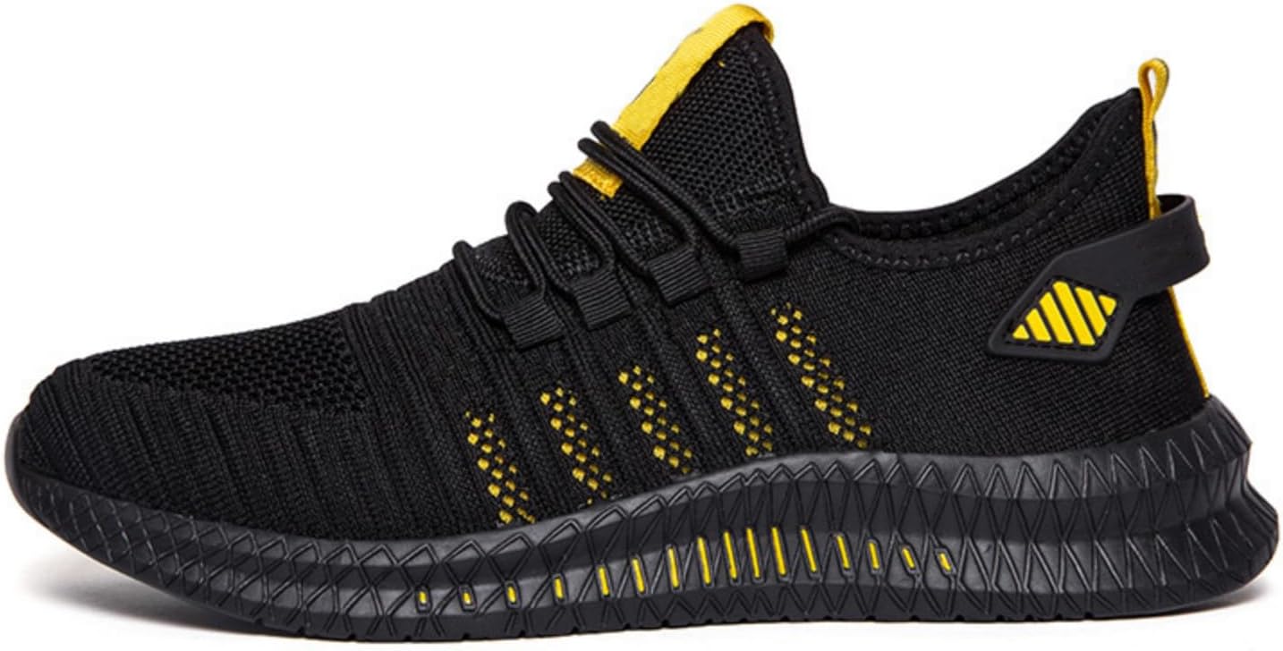 Повседневные кроссовки для мужчин и женщин, дышащие теннисные беговые кроссовки, легкие мягкие спортивные тренеры, противоскользящие спортивные кроссовки Movnebyro, желтый — фото 2