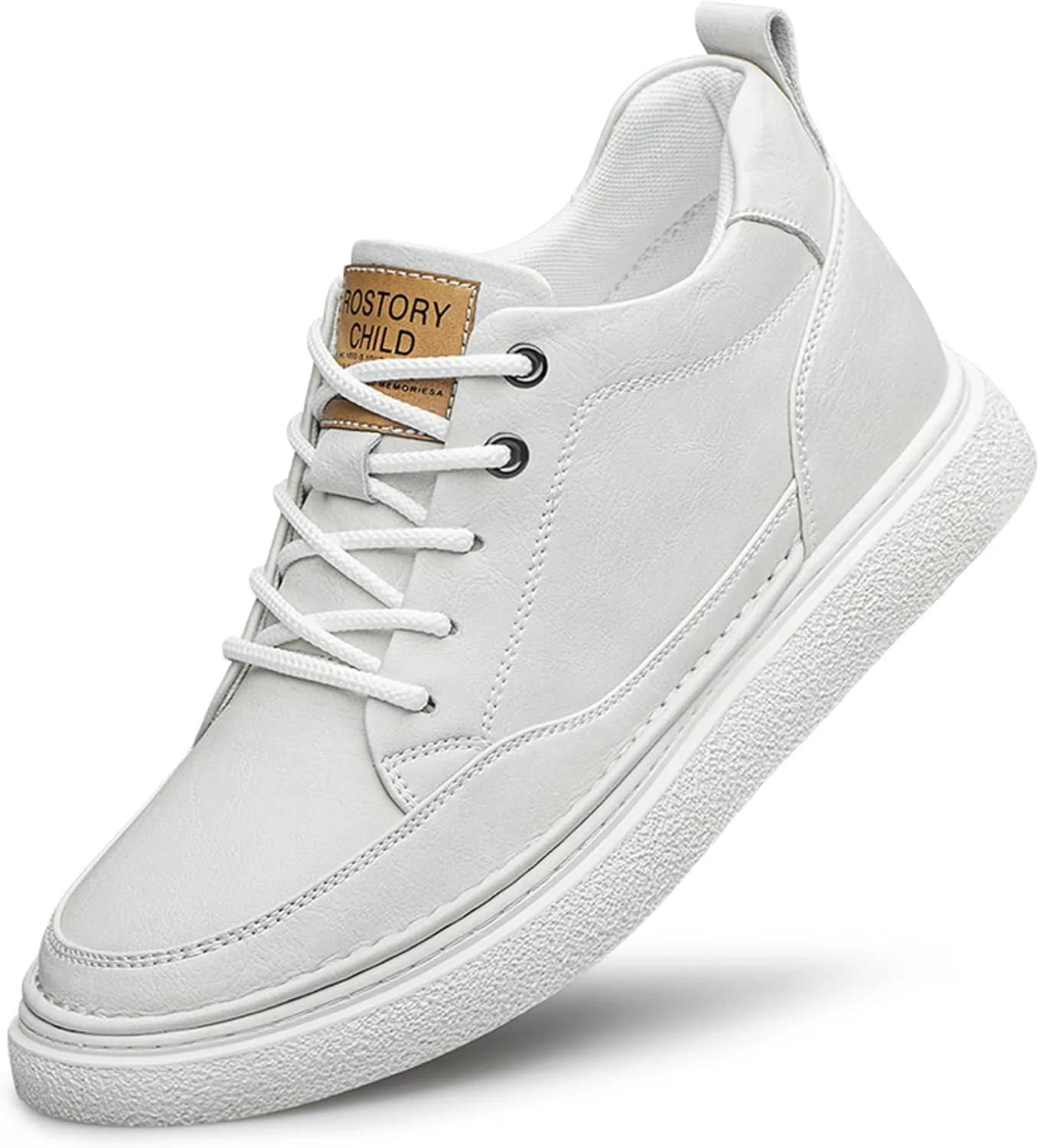 

Мужские элегантные кроссовки с невидимым увеличением роста, премиальная кожа, модные повседневные туфли, на 2,4 дюйма выше, удобная обувь для ходьбы на каблуке Ihinzry, белый