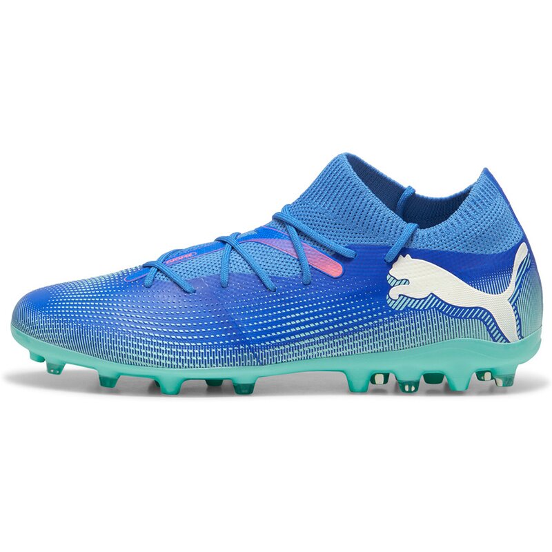 Футбольные бутсы для игры на хард Future 7 Match MG Puma, цвет bluemazing-puma white-electric peppermint — фото 4