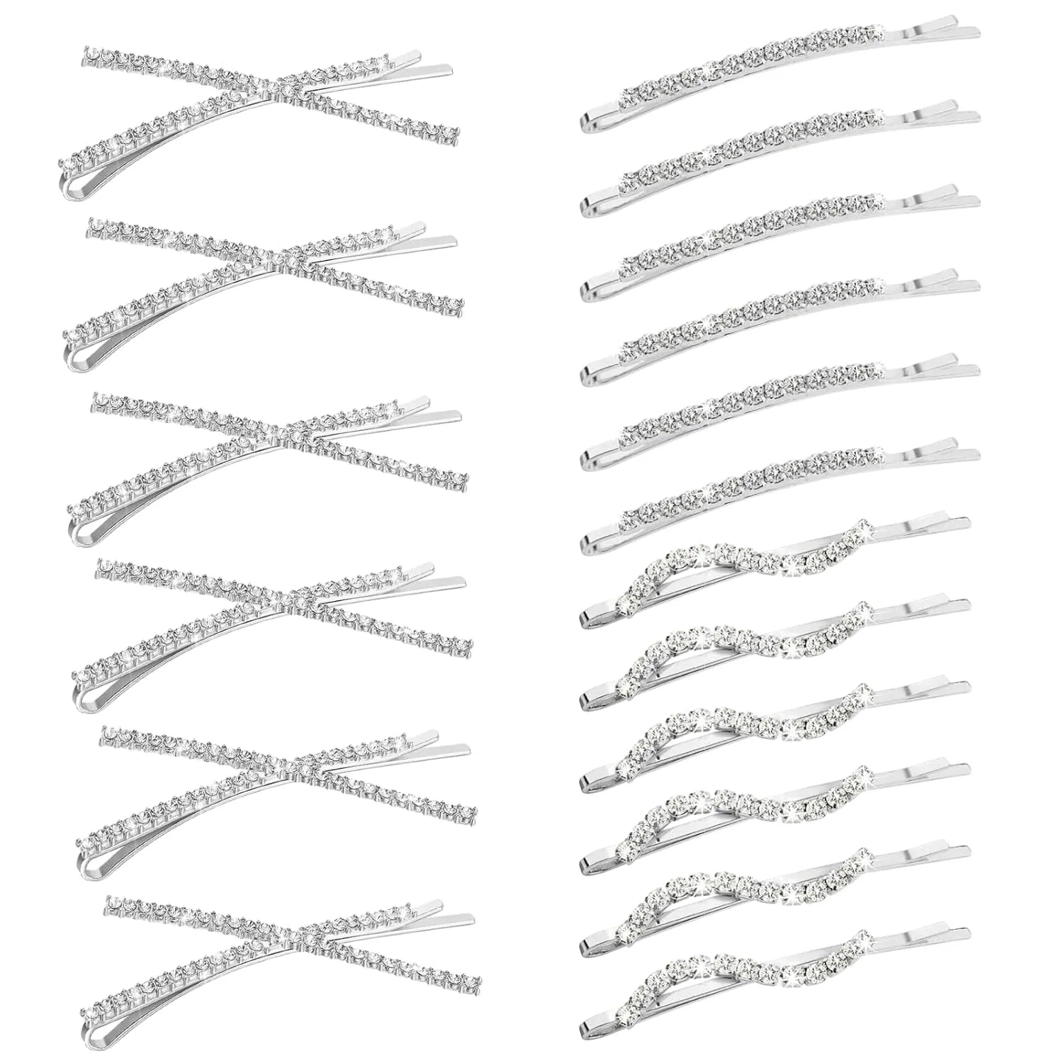 Набор из 18 серебряных заколок для волос Lufflok, Pack Of 18