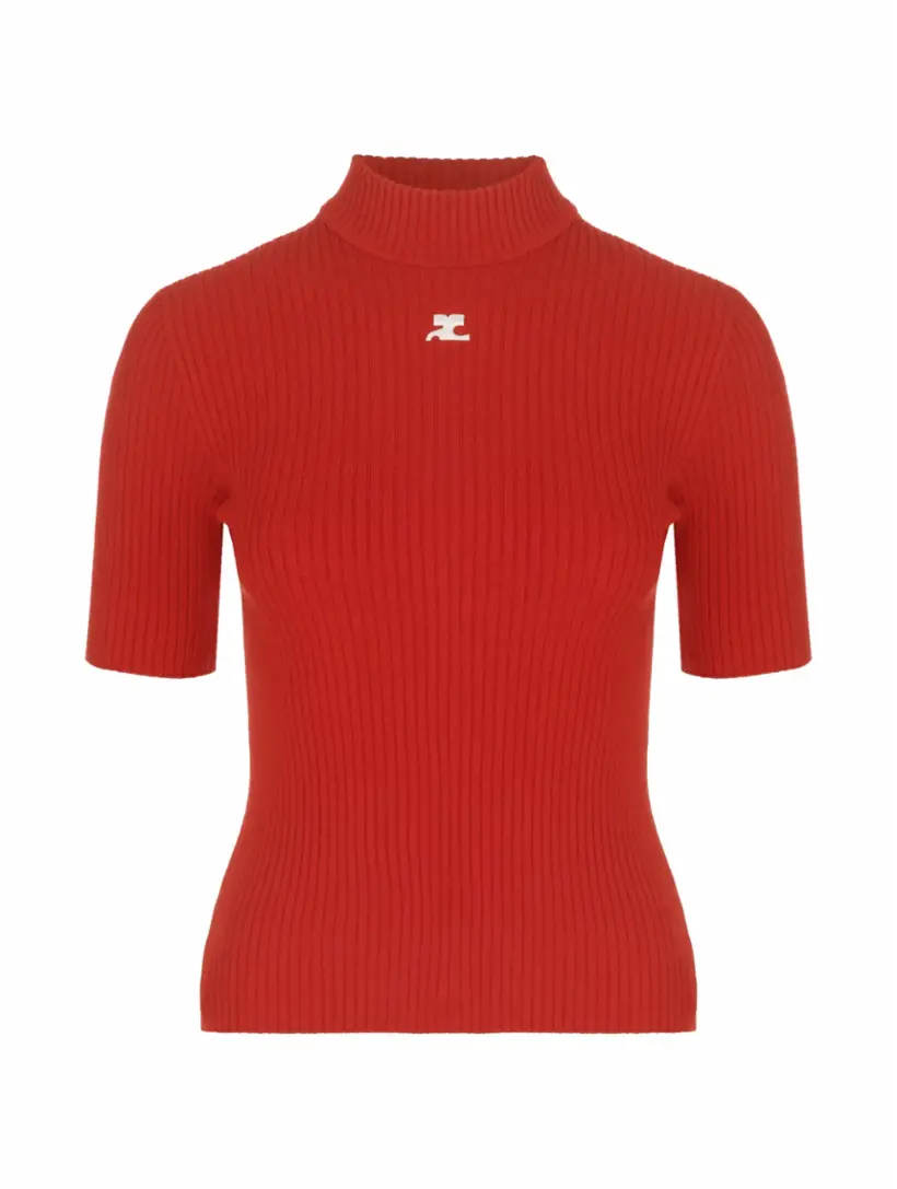 

Трикотажный топ с логотипом Courreges, красный