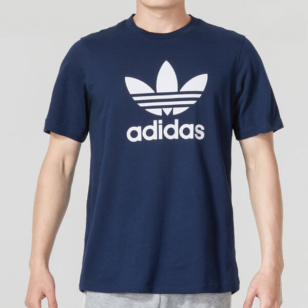 Футболка оригиналы adicolor классика трилистник футболка Adidas, индиго — фото 2