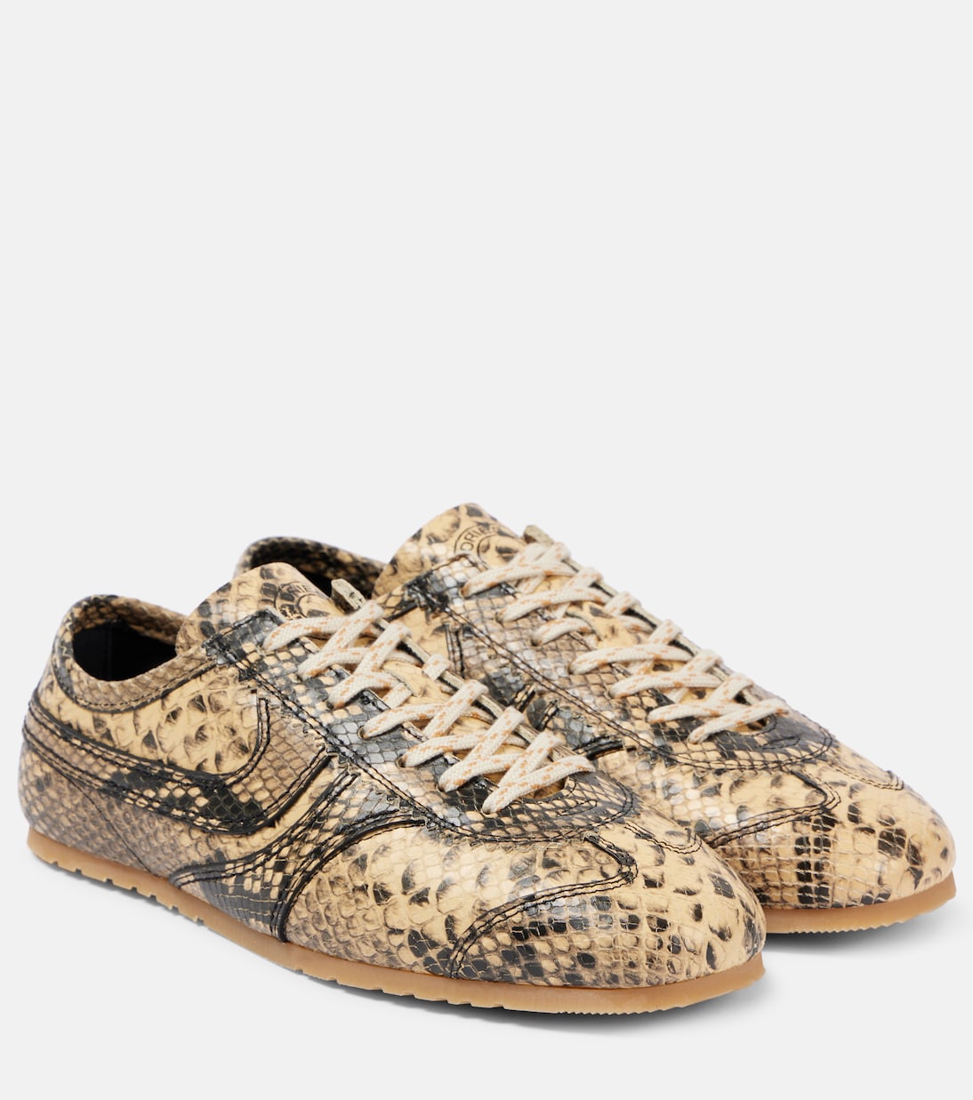 Кроссовки из кожи с эффектом змеи Dries Van Noten, бежевый