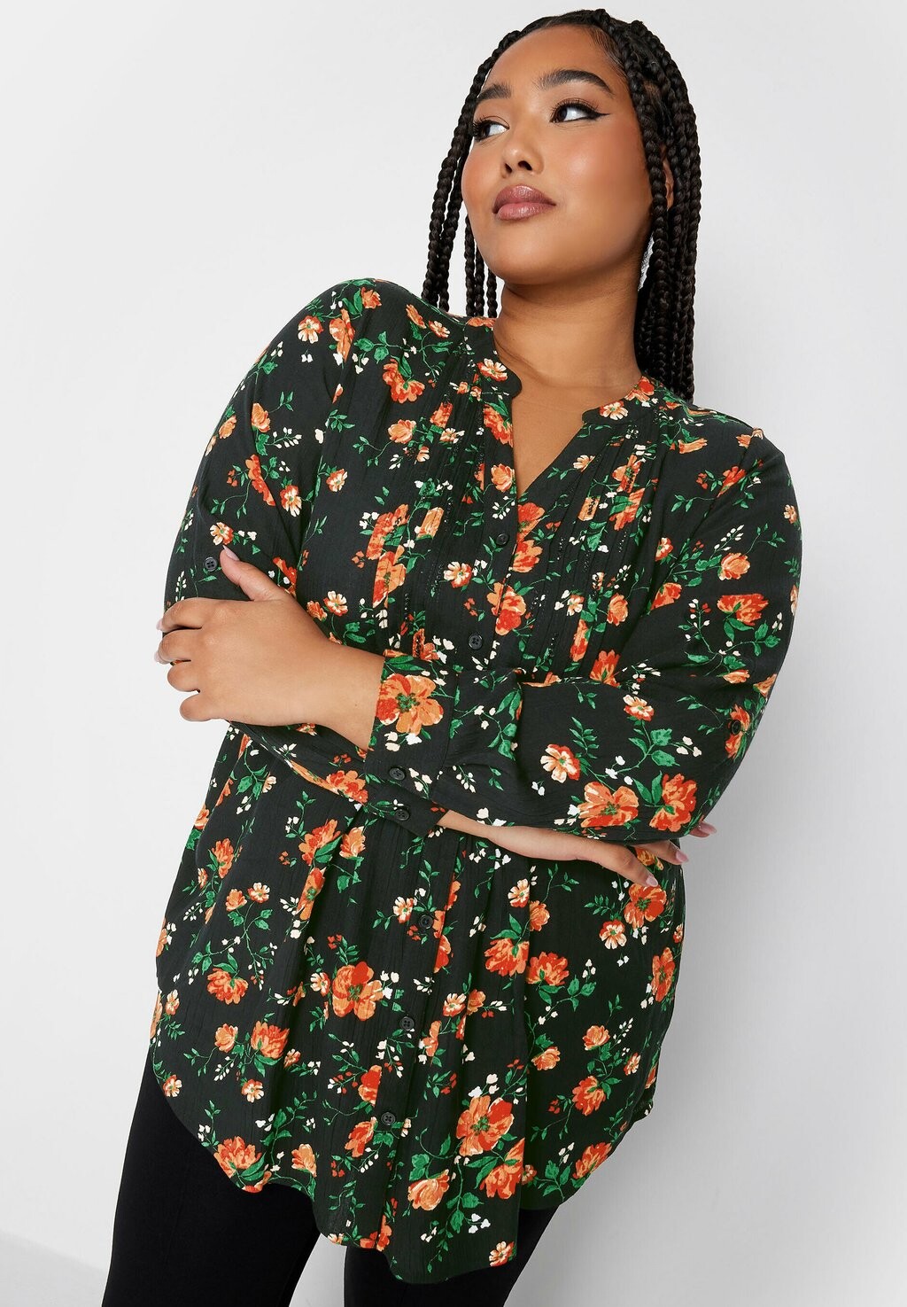 

Блузка Floral Pintruck Yours Clothing, черный