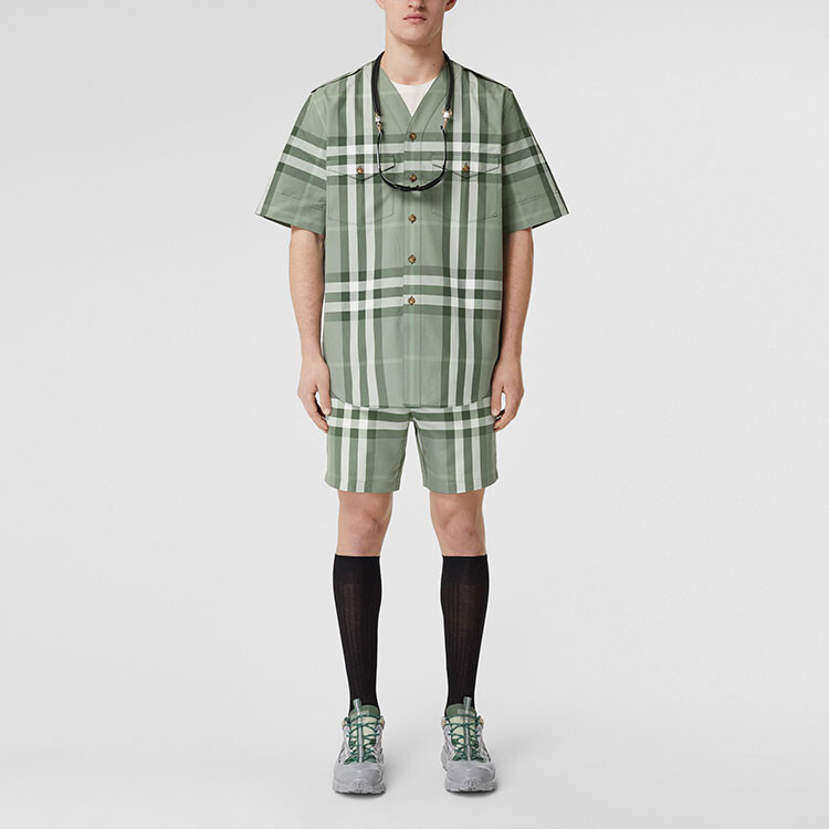 Рубашка мужская Burberry пыльно-зеленый, зеленый — фото 2