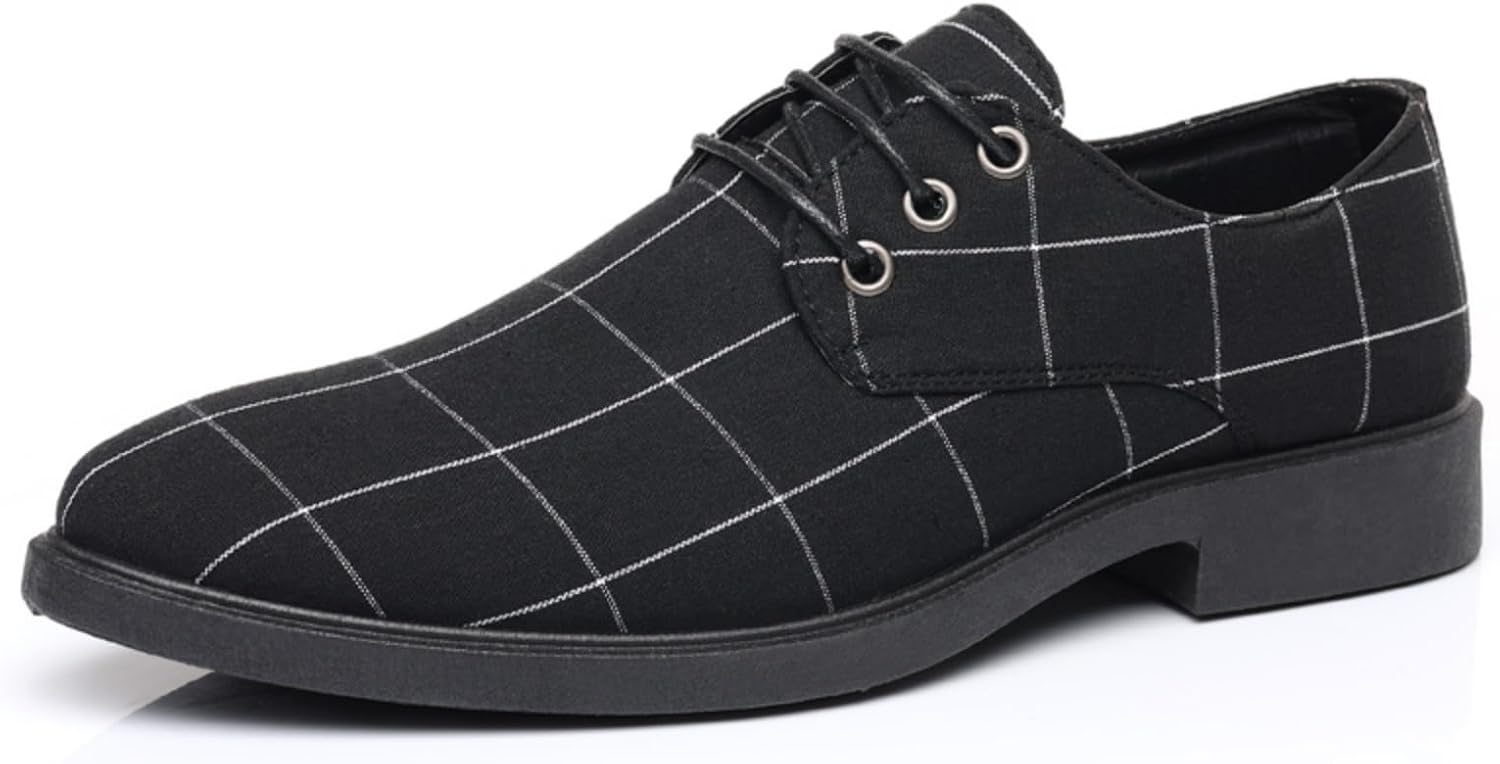 

Мужские туфли с узором в клетку и кружевами, стильная формальная обувь - идеально подходят для деловых встреч, работы в офисе и повседневных поездок Aokisx, черный