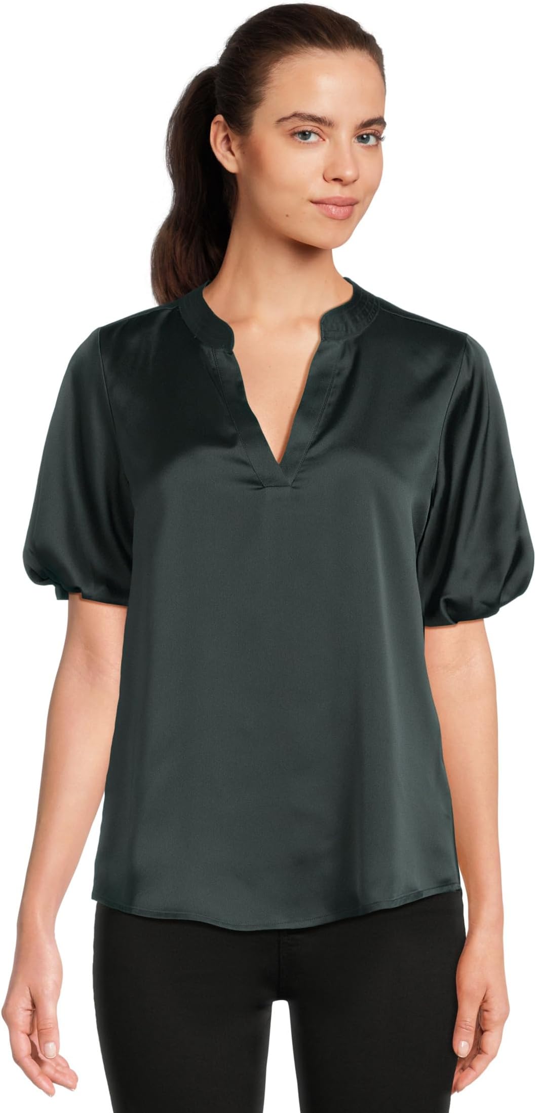 

Блуза Vince Camuto V-Front Puff Sleeve Blouse, цвет Forest Night