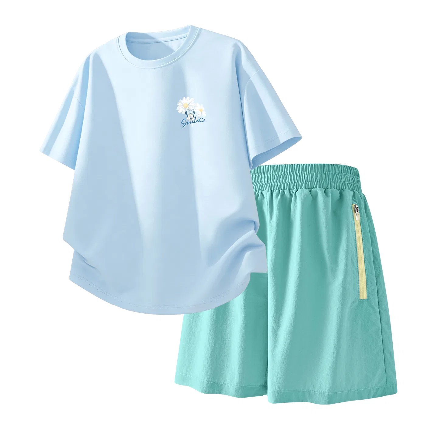 Детский спортивный костюм Casual Sportswear 2 Piece Set Disney, Dewy Flower K Sky Blue+Solid Color Mint Green