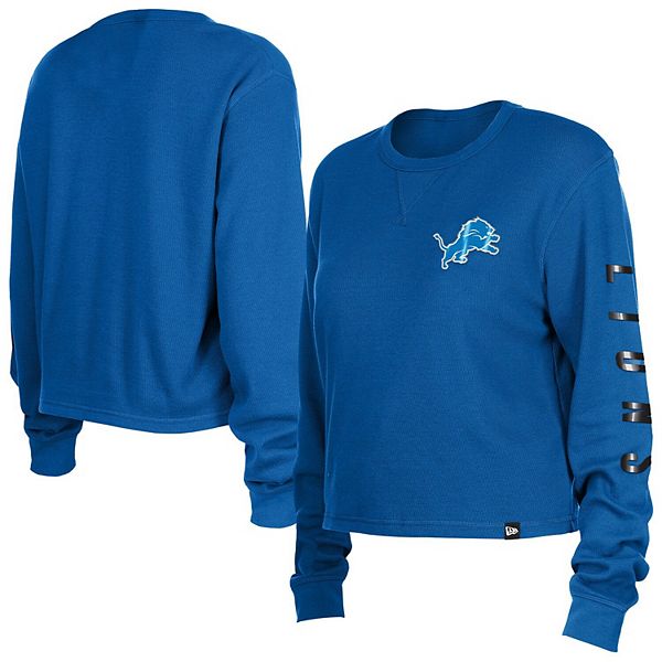 

Женская синяя футболка Detroit Lions Sport Night Thermal с длинными рукавами и укороченным кроем New Era, Синий, Женская синяя футболка Detroit Lions Sport Night Thermal с длинными рукавами и укороченным кроем New Era