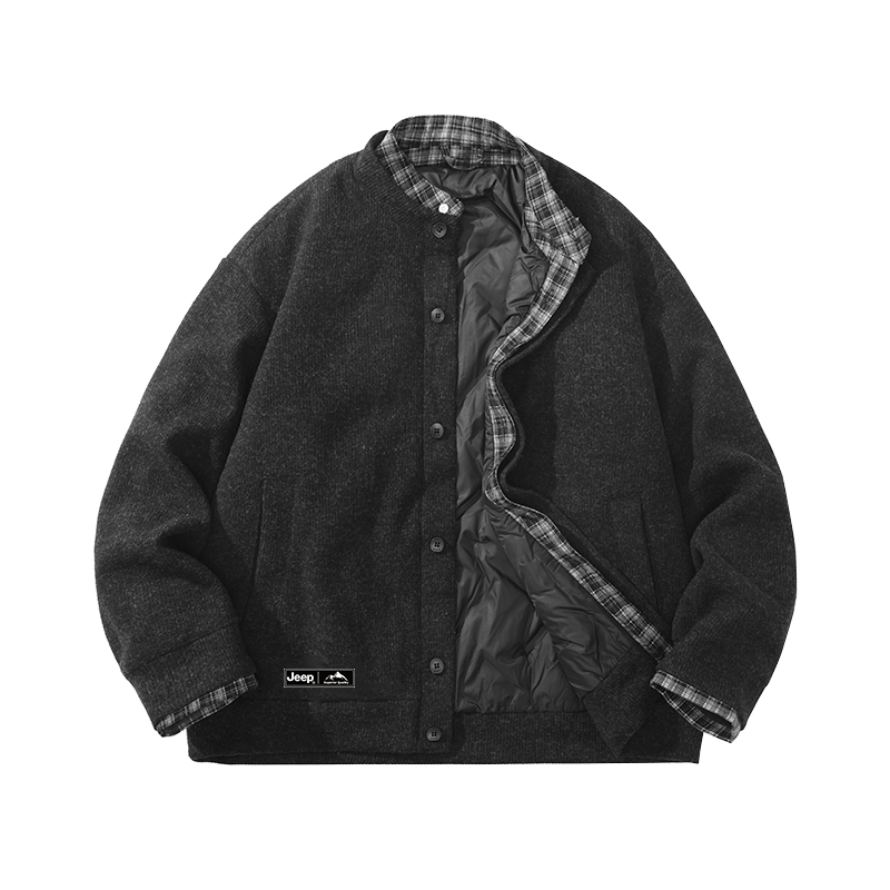 

Пуховик Unisex Double Collar Thickened Mock Two Piece Jeep, черный