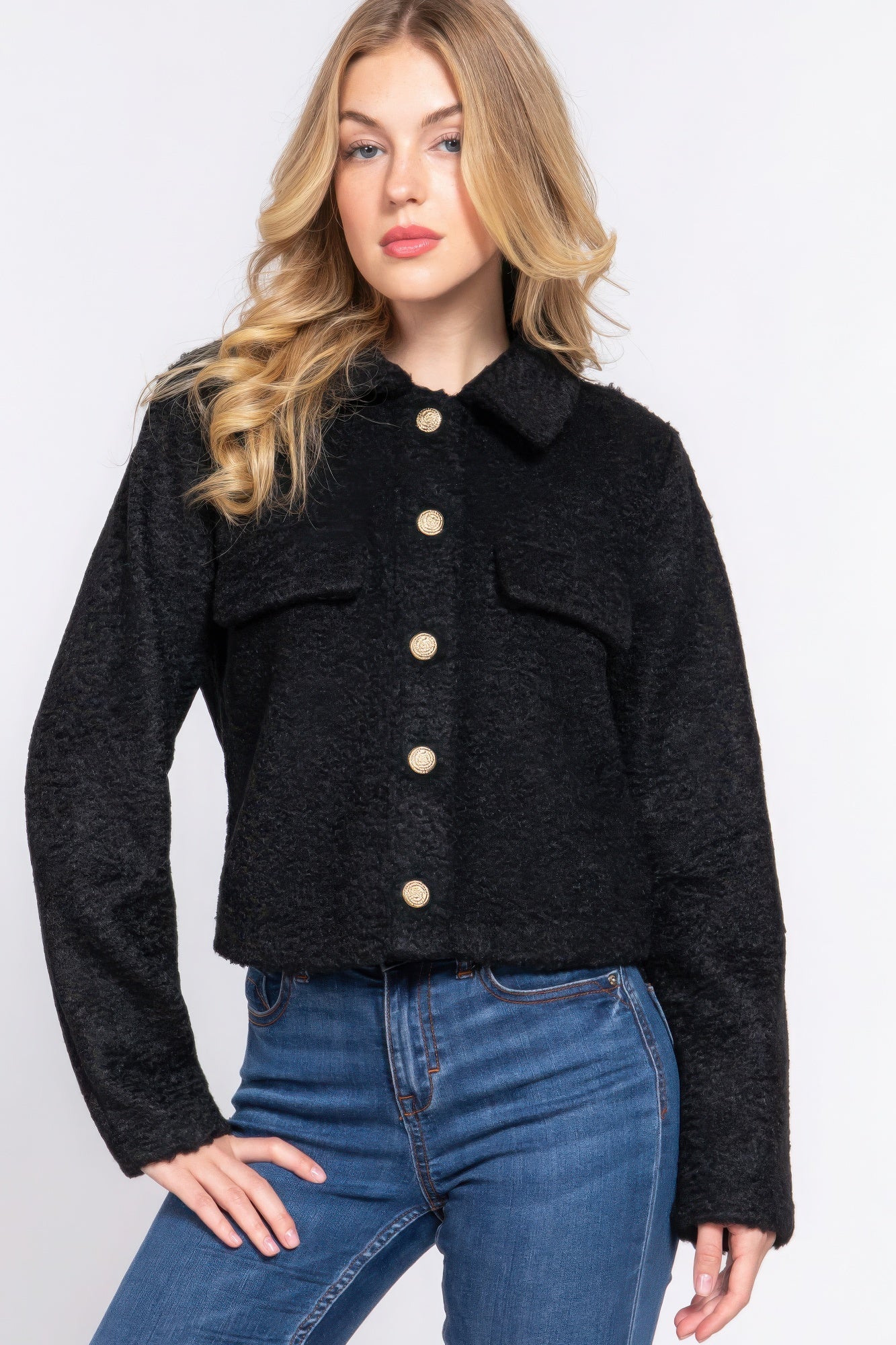 

Длинная короткая куртка из флиса Slv Teddy FASHNZFAB, черный