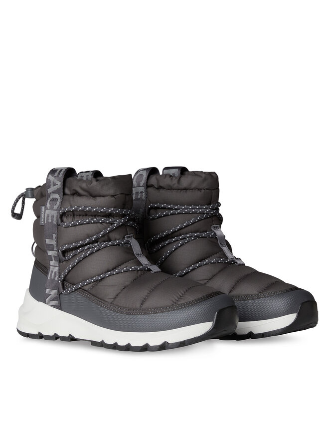 Женские зимние полусапоги The North Face Thermoball стеганые на шнуровке, серый — фото 3