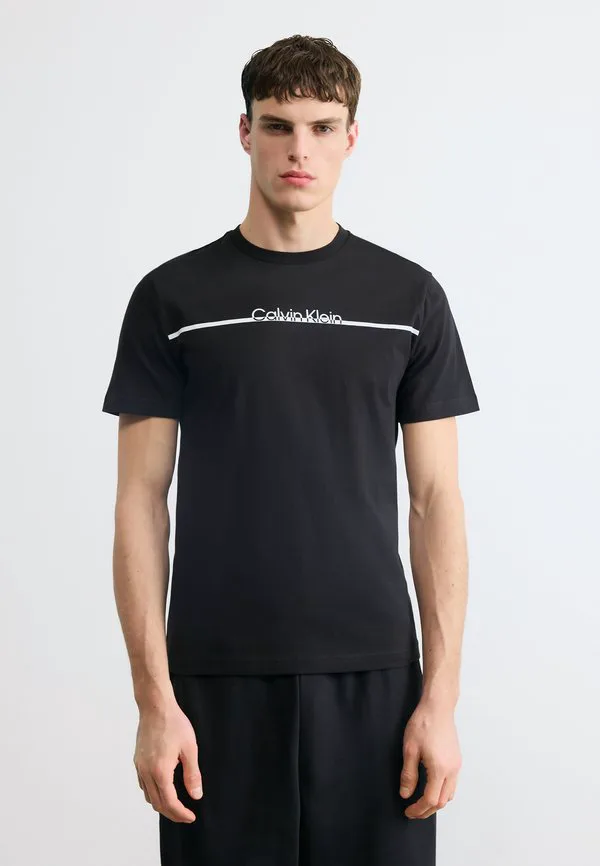 Футболка с принтом в виде логотипа в виде разделенной линии Calvin Klein, Black