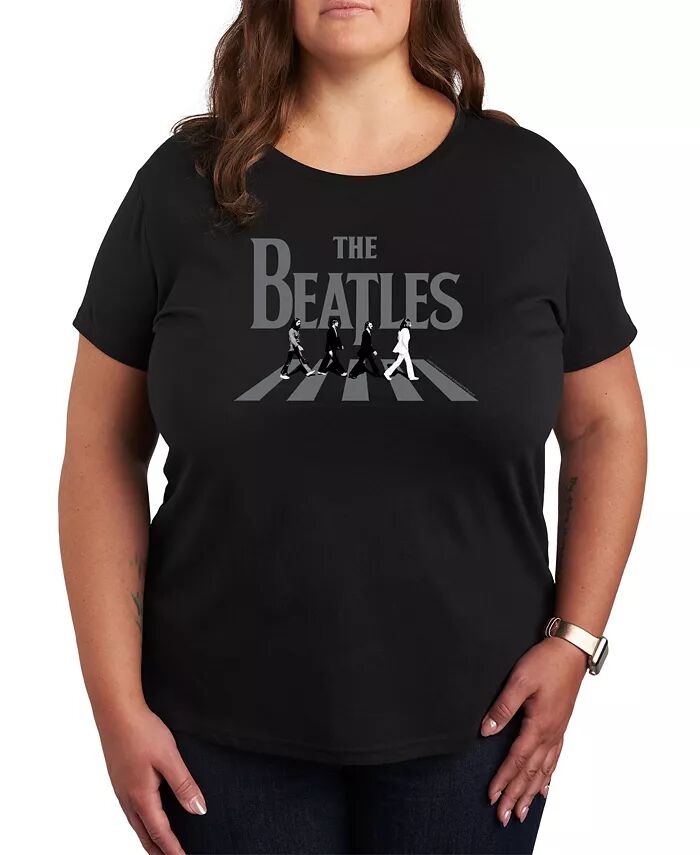 

Футболка-пуловер с принтом The Beatles размера плюс Hybrid Apparel, черный