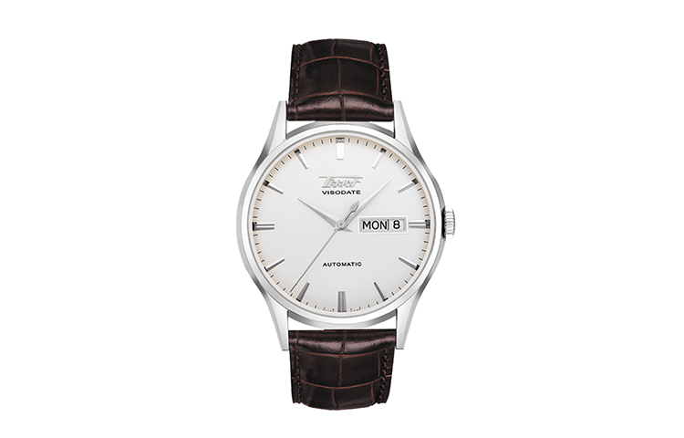 

Мужские часы с автоподзаводом TISSOT, корпус из нержавеющей стали 40 мм, белый циферблат, кожаный ремешок