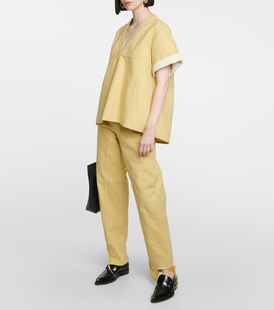 Джинсы с высокой посадкой и широкими штанинами Jil Sander, желтый — фото 2