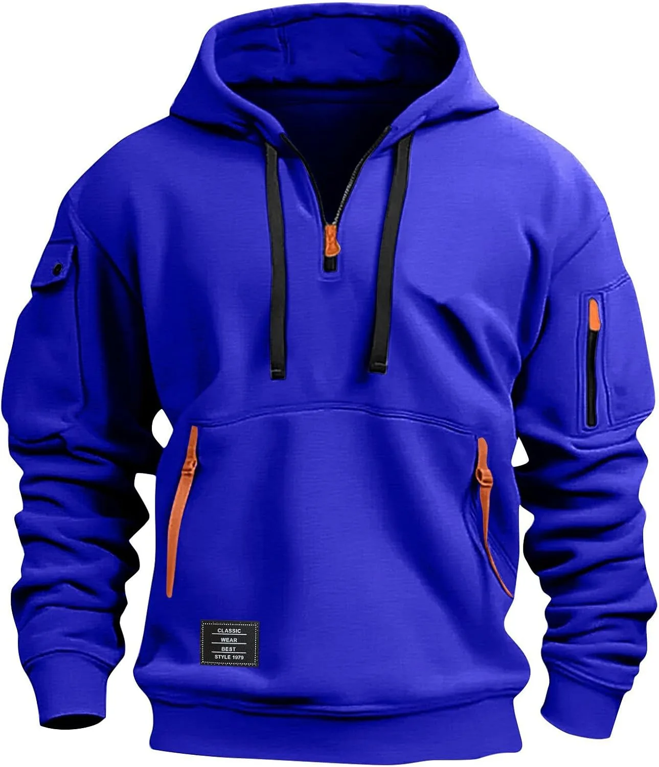 Толстовка с капюшоном Quater Zip Up для мужчин с карманами — фото 3