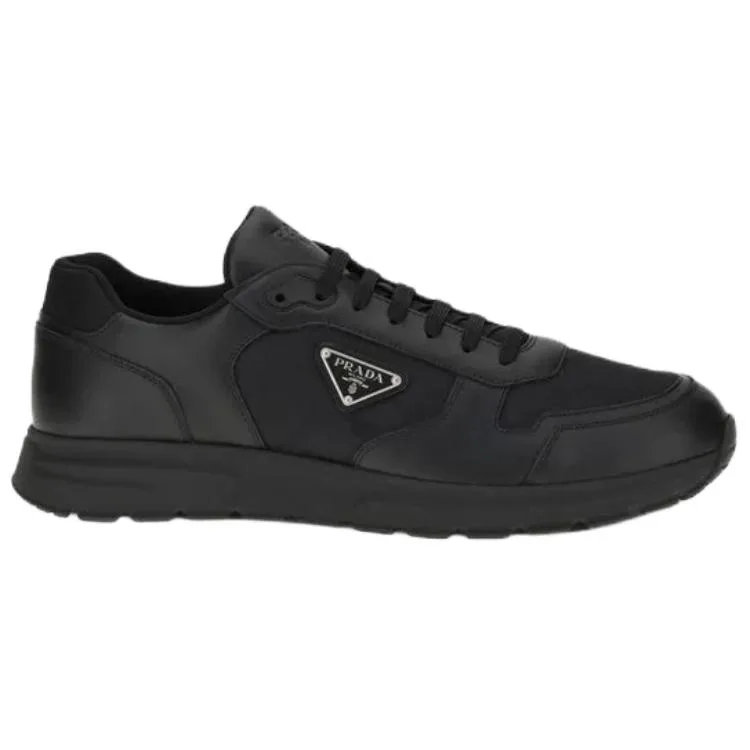 PRADA Re Nylon Leather низкие повседневные кроссовки мужские черные — фото 3