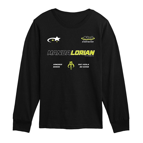 

Мальчиковая футболка с длинным рукавом The Mandalorian Racing Jersey Star Wars, Black