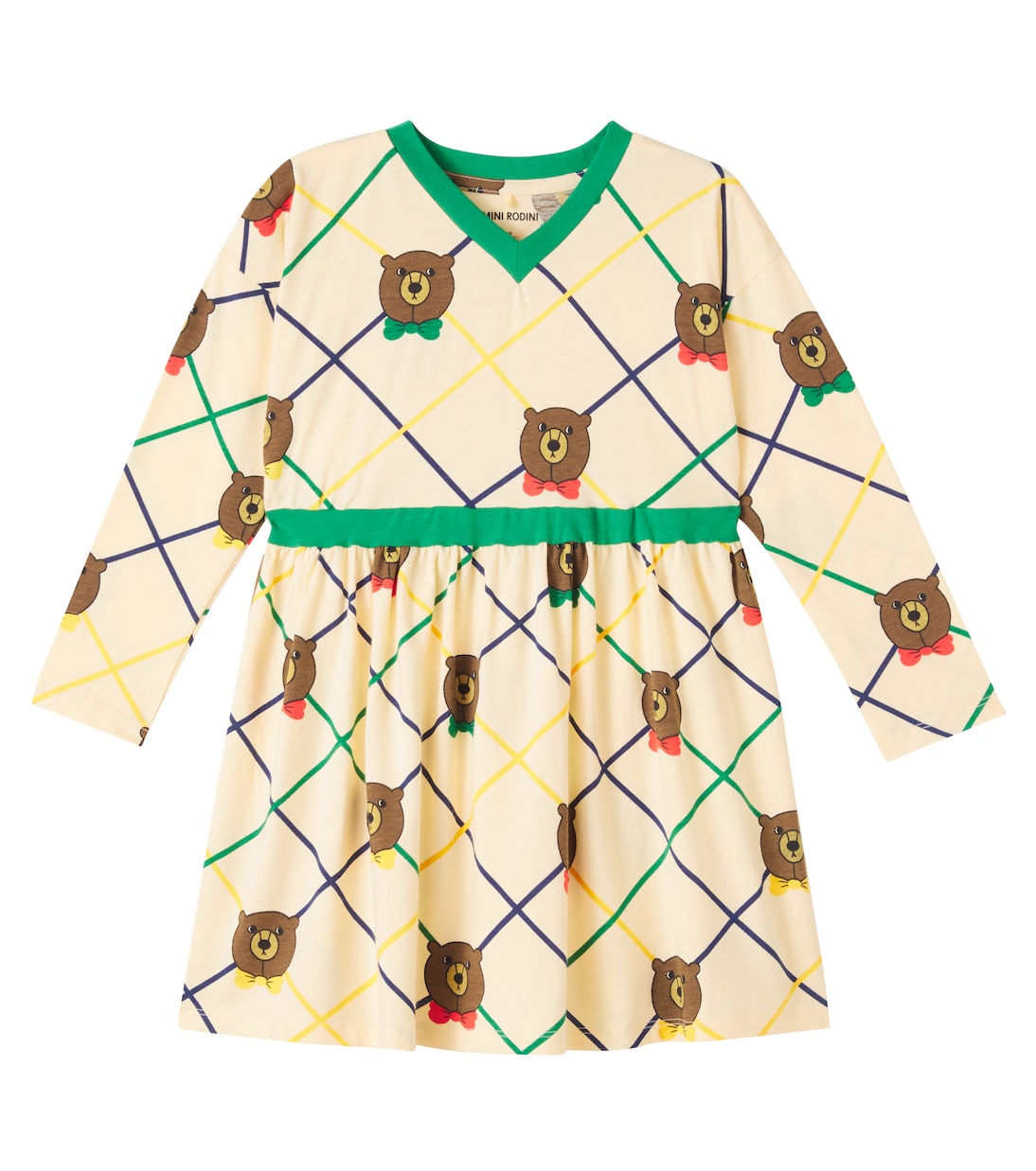 

Платье из хлопкового джерси с принтом Mini Rodini, Off-White