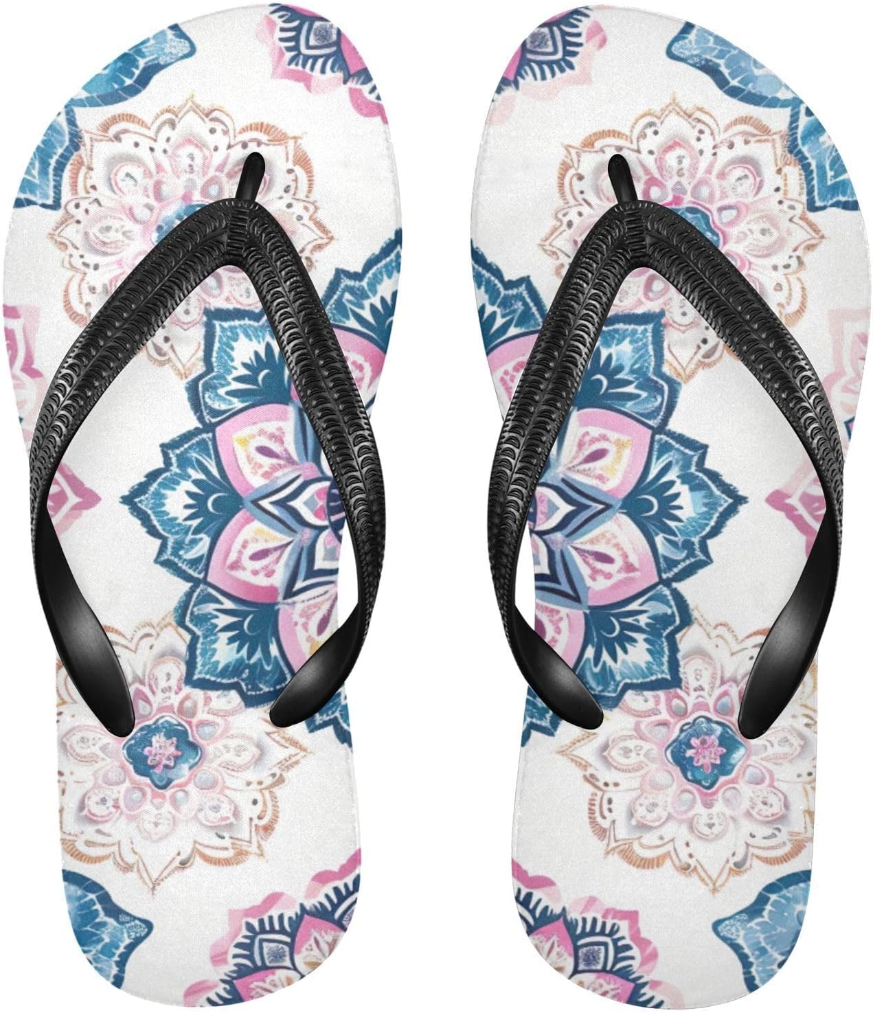 

Женские и мужские пляжные шлепанцы с розово-голубым узором, летние повседневные сандалии для душа Kfbe