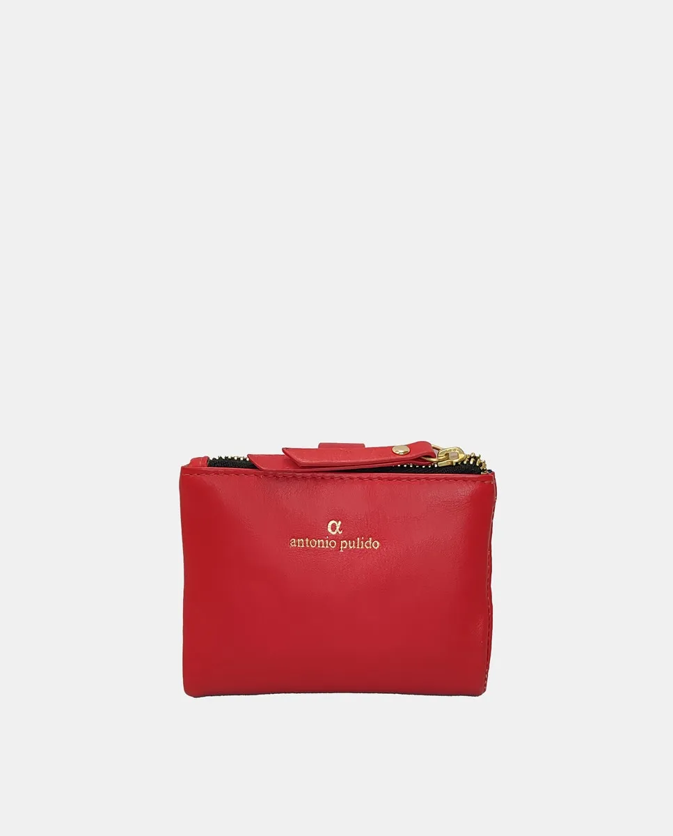 

Кожаный кошелек с кошельком и монетницей Kayla Collection Hibiscus Color Antonio Pulido, красный
