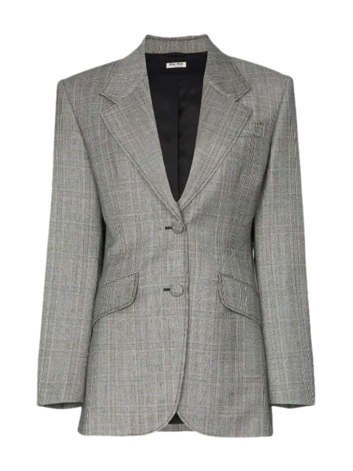 

Miu Miu Single-breasted Prince of Wales check print wool blazer, серый