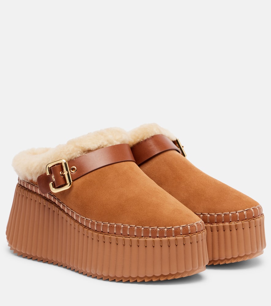 Платформенные мюли nama 80 из замши Chloé, Pottery Brown