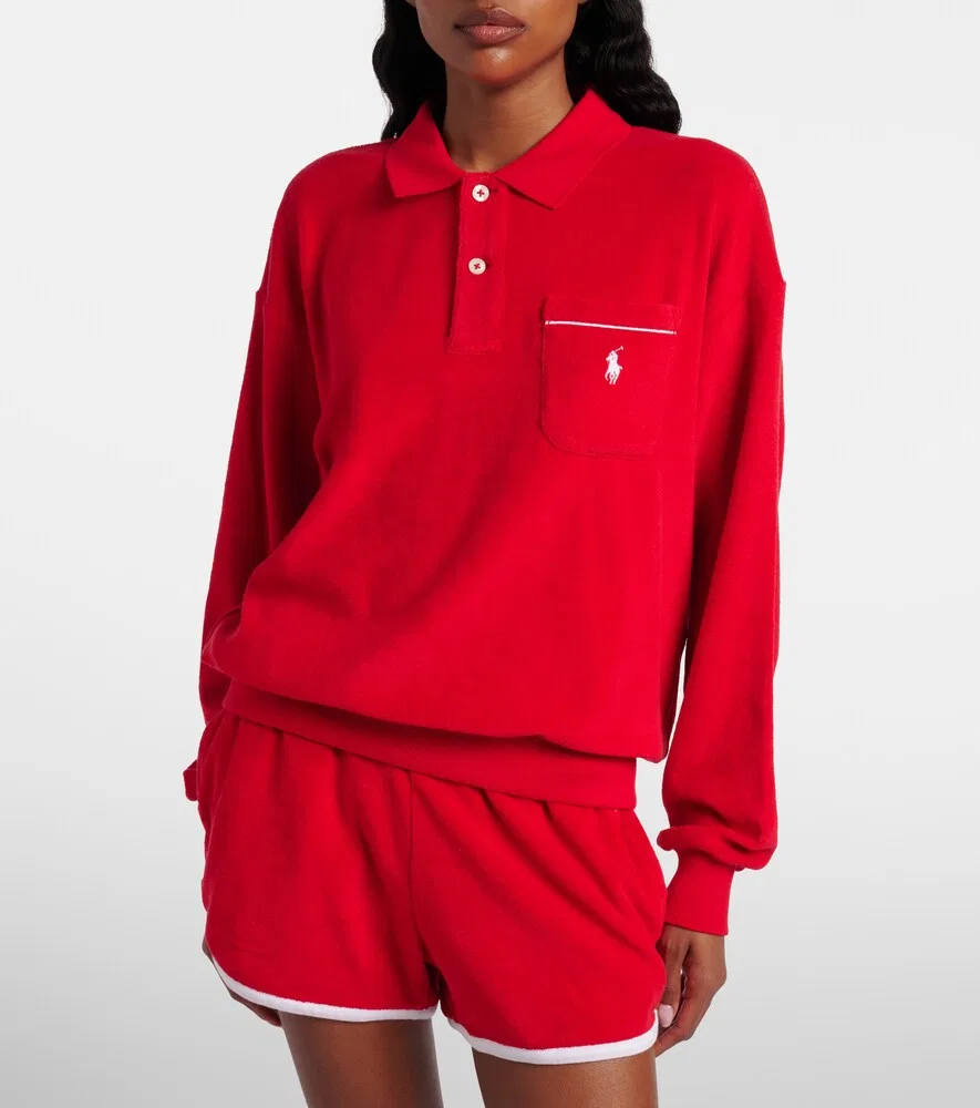 Поло из махровой ткани из смесового хлопка Polo Ralph Lauren, красный — фото 2