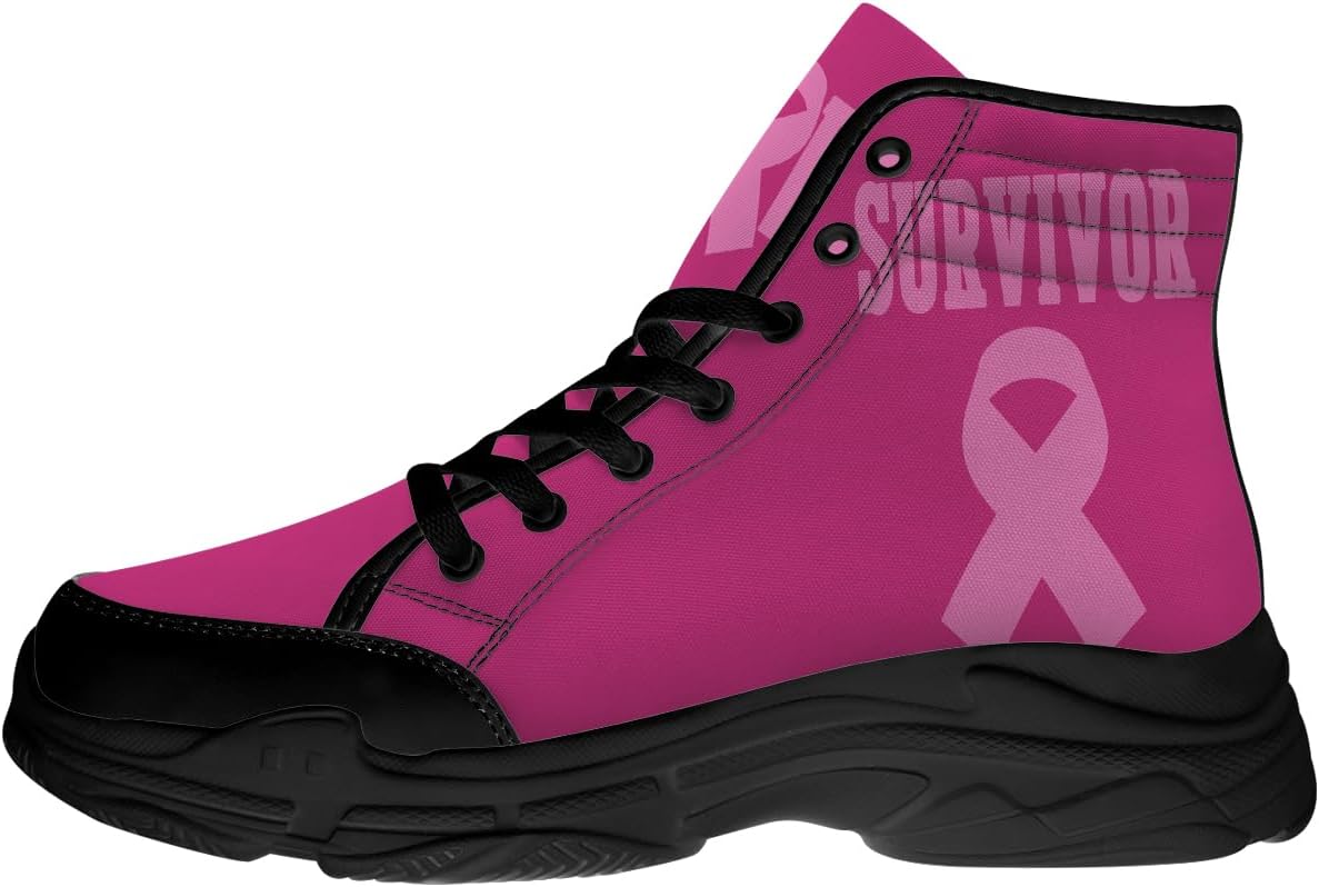 

Кеды на шнуровке высокие для женщин и мужчин с принтом «Рак груди», подарки для нее и него Quorax, черный