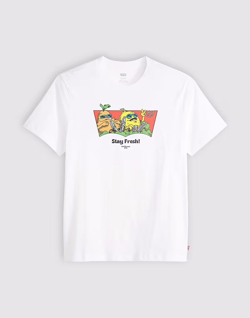 

Футболка Stay Fresh Fruit с логотипом в виде крыла летучей мыши в винтажном стиле белого цвета Levi'S, Белый, Футболка Stay Fresh Fruit с логотипом в виде крыла летучей мыши в винтажном стиле белого цвета Levi'S