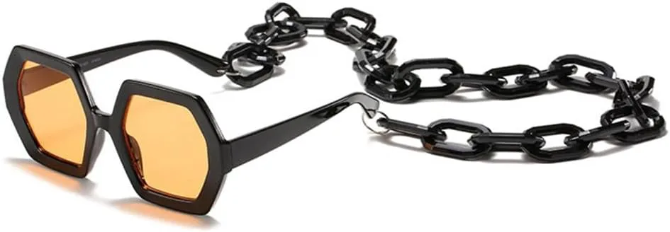 

Набор солнцезащитных очков с цепочкой для женщин, солнцезащитные очки Polygon, женские винтажные панк-очки, бежевые мужские солнцезащитные очки generic, 1