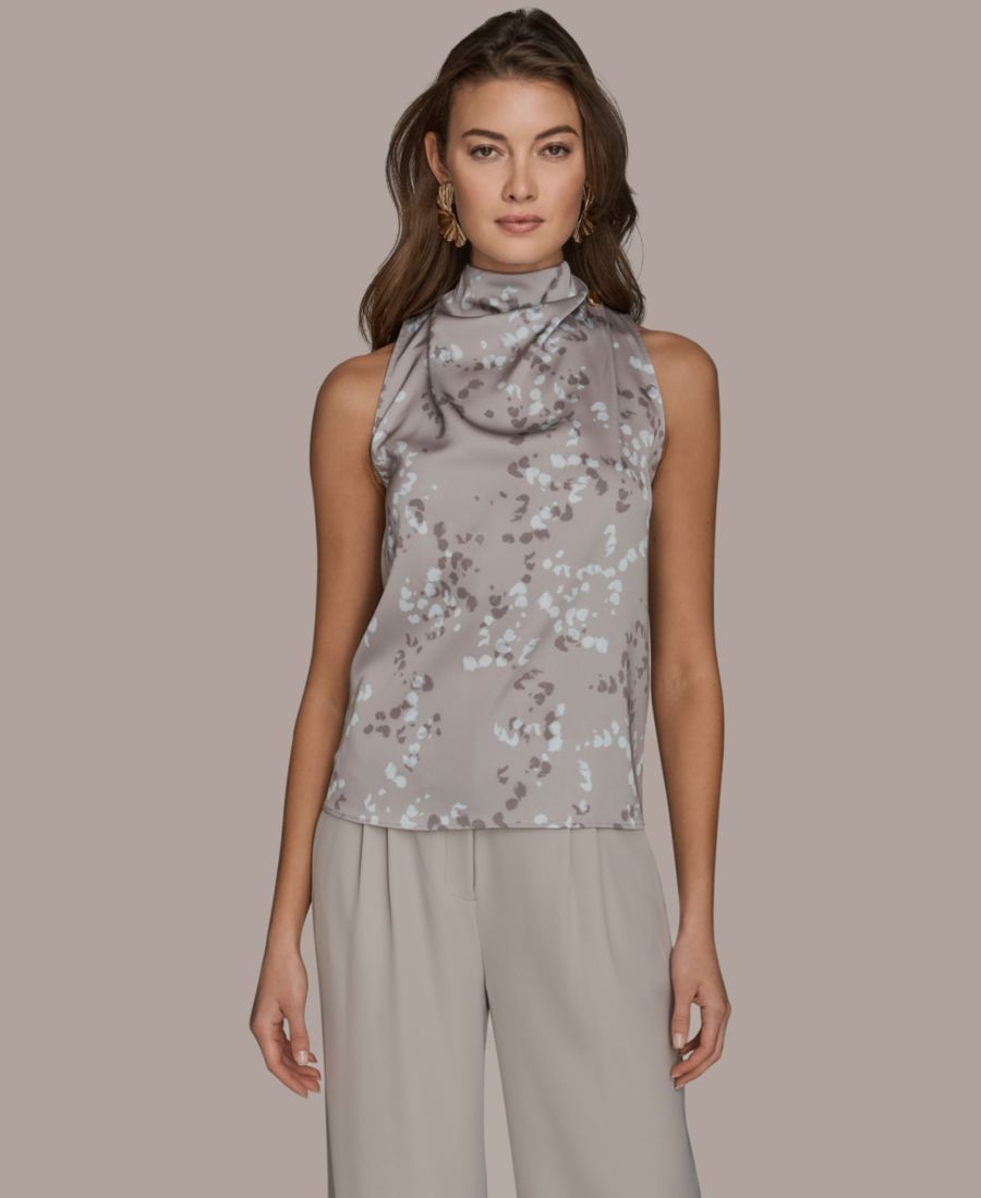 

Женская блузка без рукавов с высоким воротником Donna Karan New York, Driftwood Multi