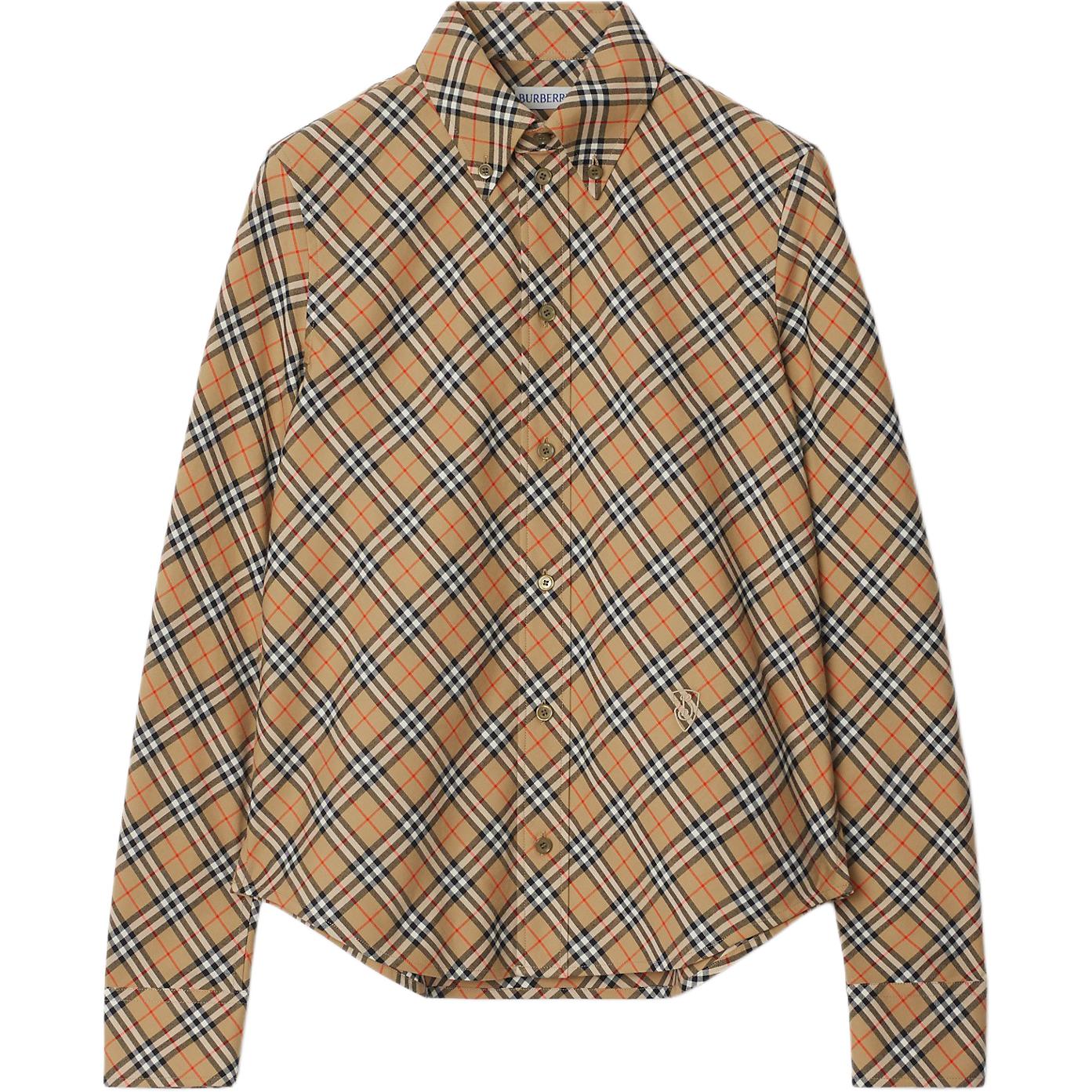 Рубашка Burberry клетчатая хлопковая, песочный — фото 3