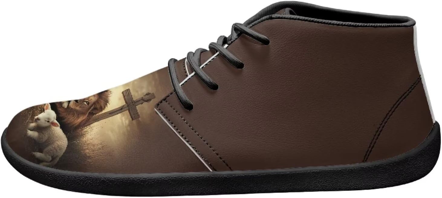 

Мужские кроссовки с широкой носочной частью, с животным принтом, стильные, с противоскользящей подошвой и нулевым перепадом, для ходьбы и бега Xixirimido, Lion Alpaca