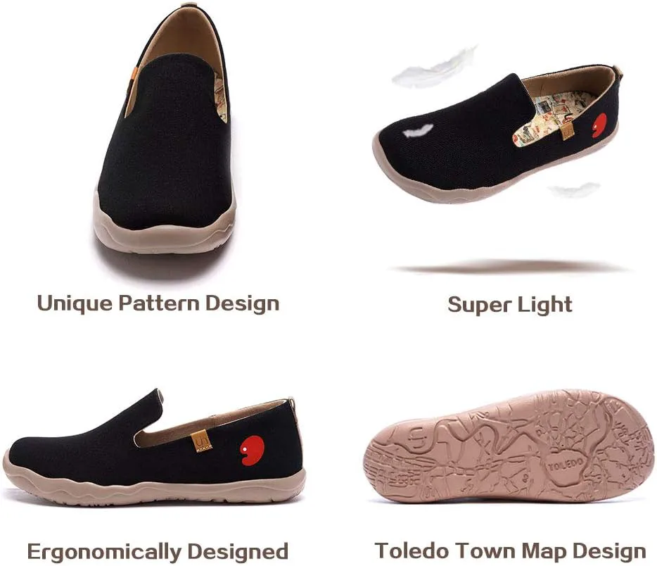 

Мужские слипоны UIN, цветные лоферы, легкие кроссовки из канваса, прогулочная повседневная обувь с художественной росписью для путешествий, черный