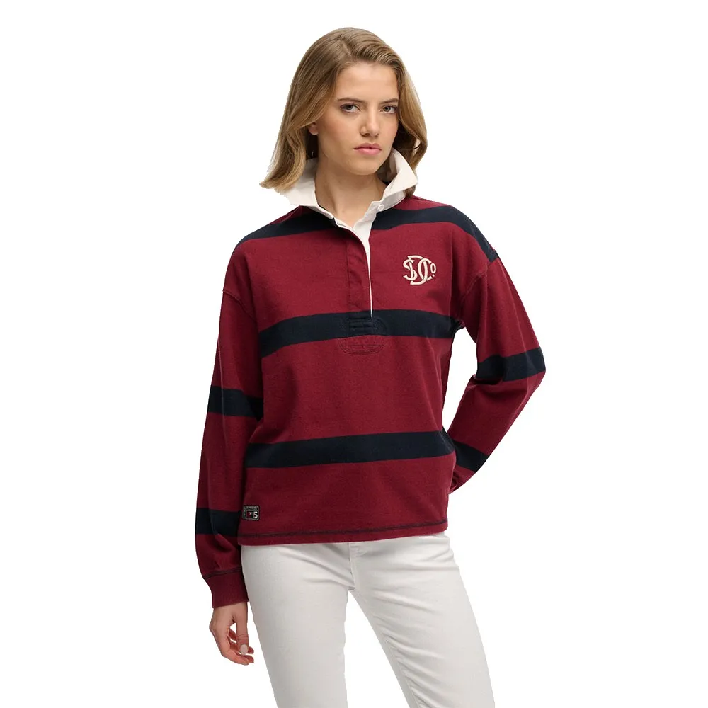 

Футболка Superdry Heritage Stripe Rugby с коротким рукавом, красный